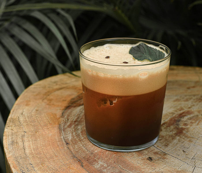 Espresso cocktail on a wooden table